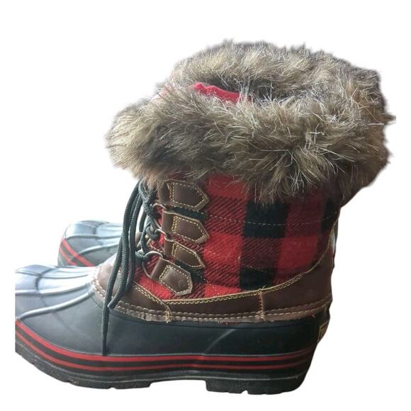 Tamarack Thinsulate AK-112812-1 Women's 9 Winter Boot Black Red Plaid - Picture 1 of 7